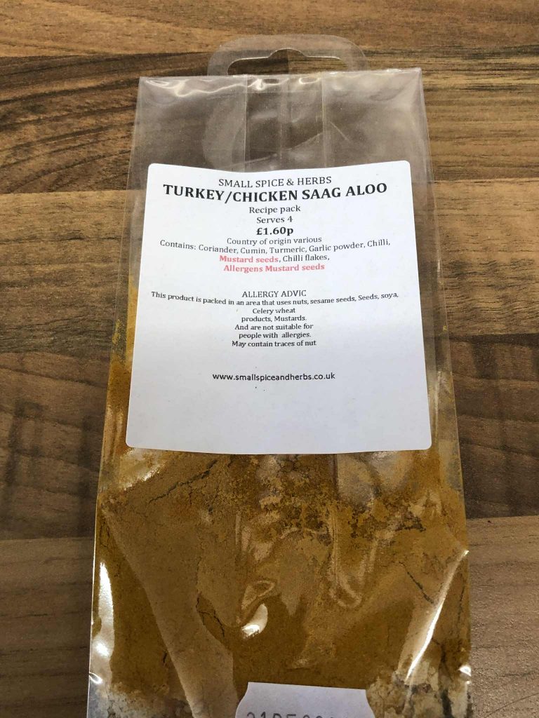 Turkey/Chicken Saag Aloo